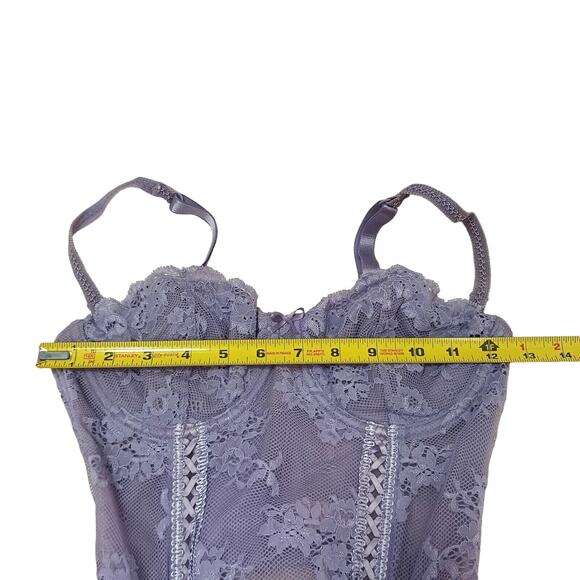 VNT Victoria's Secret CORSET SET Size 34C LAVENDER Floral Lace Romantic Bridal - Picture 5 of 14
